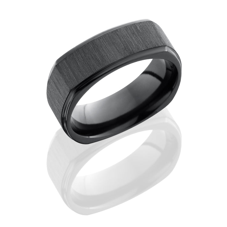 Zirconium 8mm Flat, Square Band