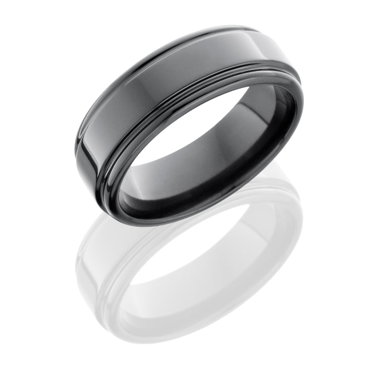 Zirconium 8mm Flat Band with Rounded Edges
