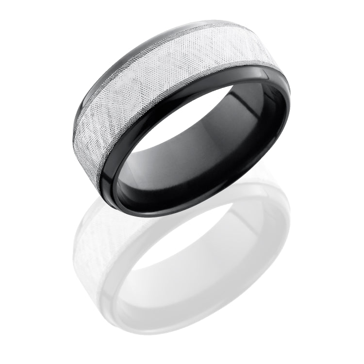 Zirconium 9mm Beveled Band with 5mm SS