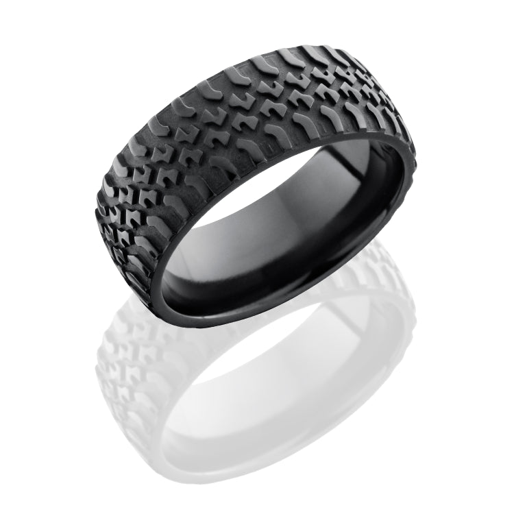 Zirconium 9mm domed band with grooved edges
