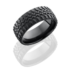 Zirconium 9mm domed band with grooved edges