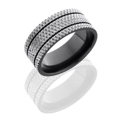 Zirconium 9mm Domed Band with Truck Tire Pattern