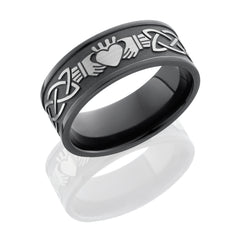 Zirconium 9mm Flat Band with Celtic Pattern