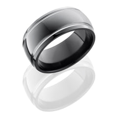 Zirconium 10mm Domed Band with two 1mm Grooves