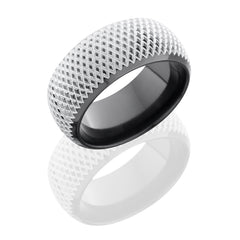 Zirconium 10mm Domed Band with Tire Tread Pattern