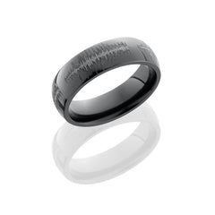 Zirconium 6mm Domed Band with Customized Laser Carved Soundwave