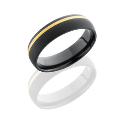 Zirconium 6mm Domed Band with 1mm 14KY