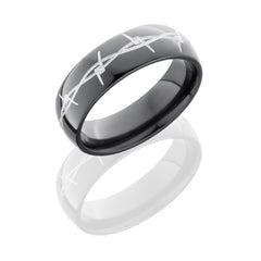 Zirconium 7mm Domed Band with Grooved Edges