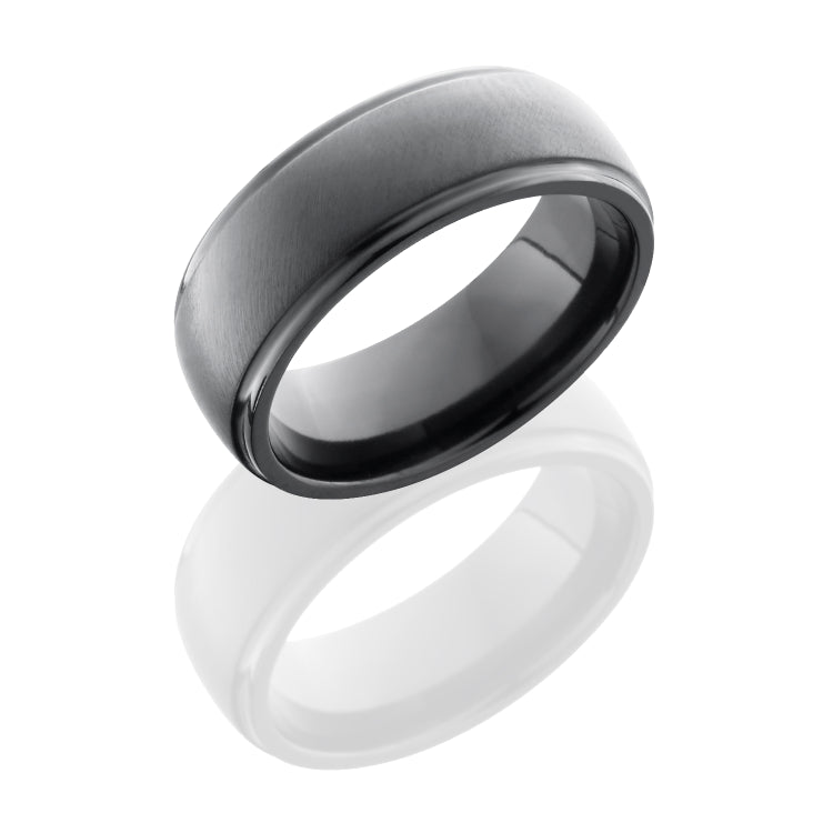 Zirconium 7mm Domed Band with Grooved Edges