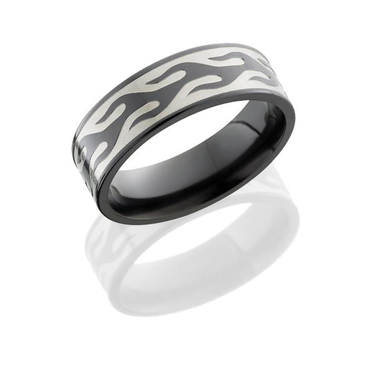Zirconium 7mm flat band with Contour Flame design