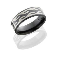 Zirconium 7mm flat band with Contour Flame design
