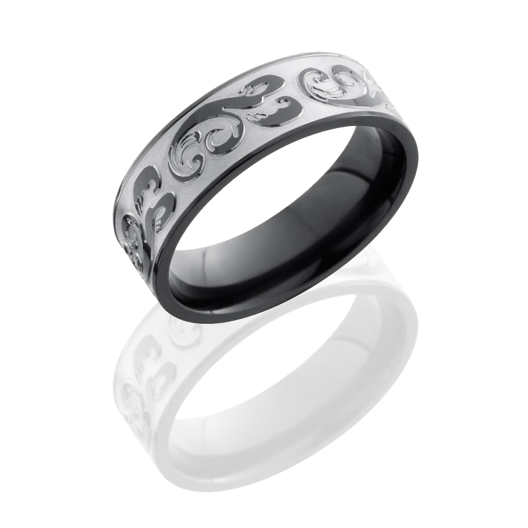 Zirconium 7mm Flat Band with Pattern