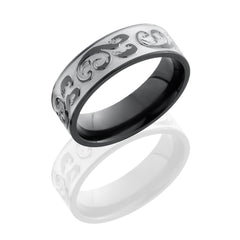 Zirconium 7mm Flat Band with Pattern