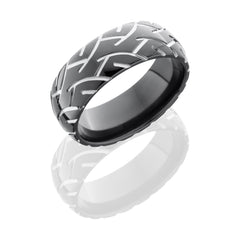 Zirconium 8mm Domed Band with Tire Tread Pattern