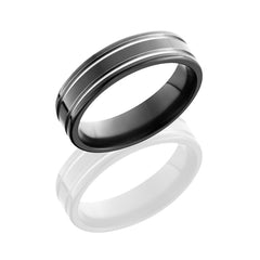 Zirconium 6mm band with grooves