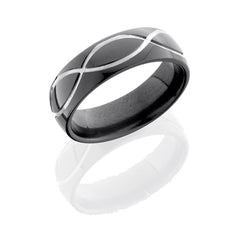 Zirconium 7mm band with infinity pattern