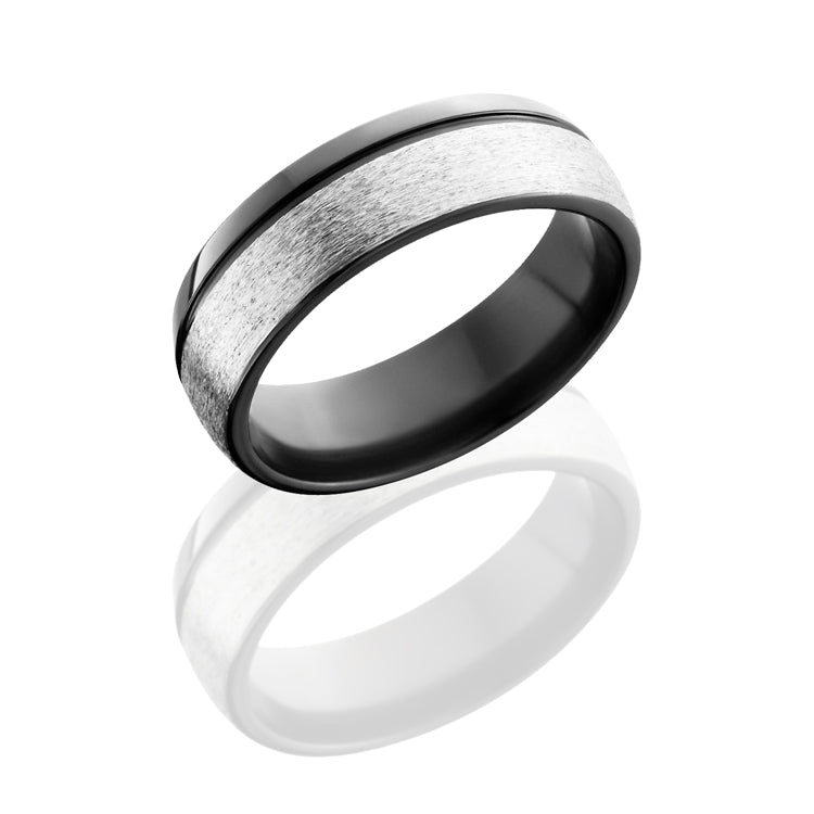 Zirconium 7mm band with off center groove