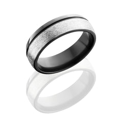 Zirconium 7mm band with off center groove
