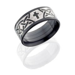 Zirconium 9mm flat band with cross pattern