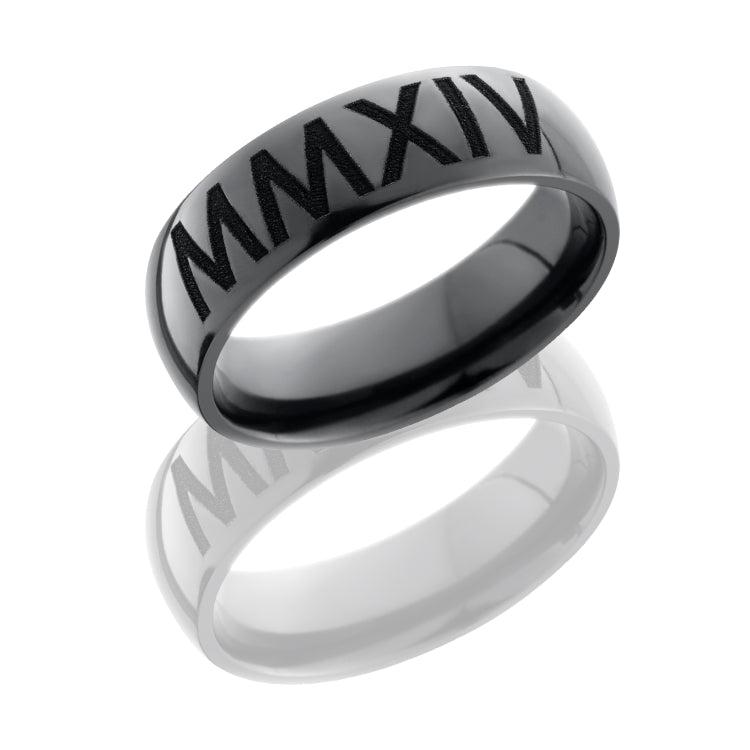  Elysium 7mm Domed Band with Customized Laser Carved Roman Numerals