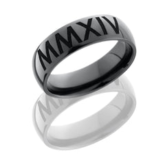  Elysium 7mm Domed Band with Customized Laser Carved Roman Numerals