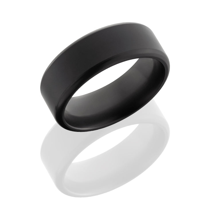Solid diamond ring with custom rounded-bevel edge design with a satin finish.