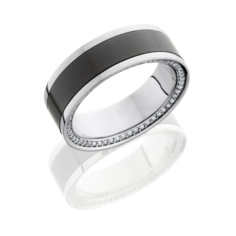 Platinum 8 mm flat band with 5 mm Elysium inlay