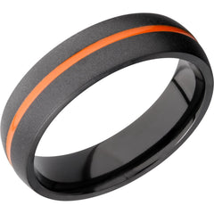 Zirconium 6mm domed band featuring orange Cerakote in groove