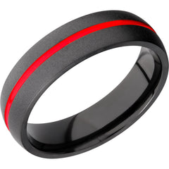 Zirconium 6mm domed band featuring USMC Red Cerakote in groove