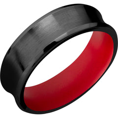 Zirconium 7mm concave beveled band with Smith & Wesson Red Cerakote sleeve