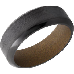 Zirconium 8mm high beveled band with Burnt Bronze Cerakote sleeve
