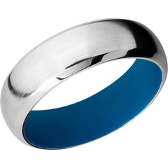 Cobalt Chrome 7mm domed band with sky blue Cerakote sleeve