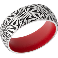 Cobalt Chrome 8mm domed band with laser carved Escher pattern