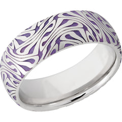 Cobalt Chrome 8mm domed band with laser carved Escher pattern featuring Bright Purple Cerakote sleeve