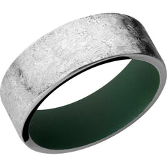Cobalt Chrome 8mm Flat band with rounded edges and green Cerakote sleeve