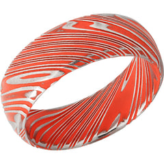 Damascus Steel 8mm domed band with Hunter Orange Cerakote