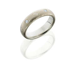 Mokume 5mm Domed with PD, SS and Flush Set White Round Diamonds