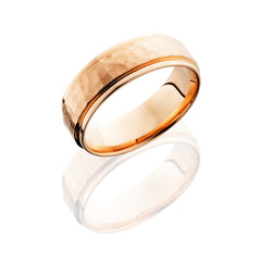 14K Rose Gold 7mm Flat Band with Grooved Edge