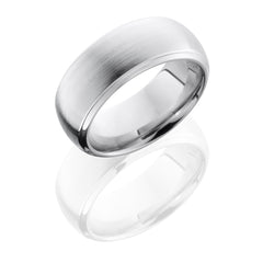 14K White Gold 8mm Domed Band with Beveled Edges