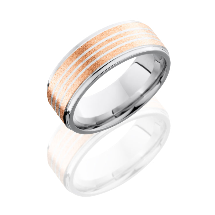 14K White Gold band with 14K Rose Gold inlay