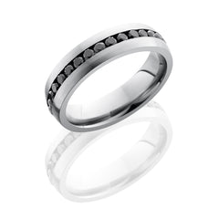 Titanium 6mm Domed Band with .04ct Eternity-set Black Diamonds - Size 10 TCW 1.24