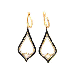 BLACK & WHITE DIAMOND EARRING, 14KY (R), D=0.90