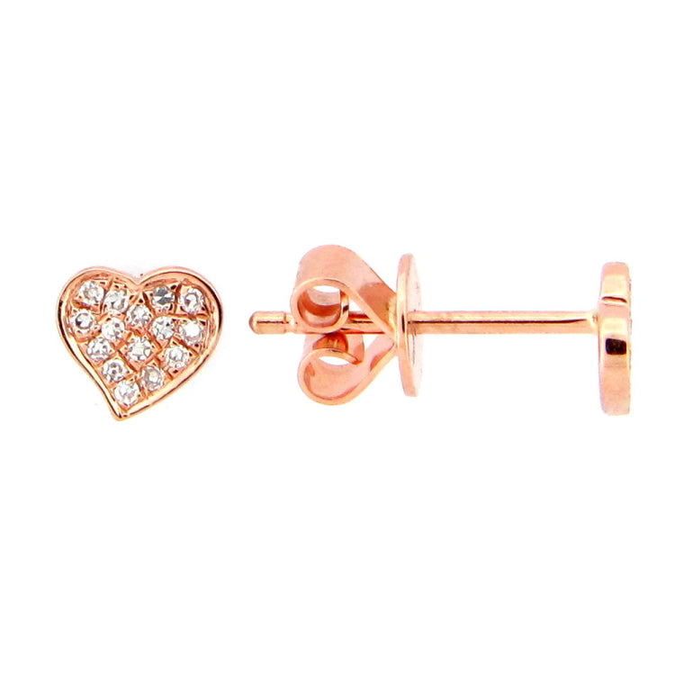 HEART DIAMOND EARRING, 14KR (N), D=0.06