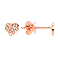 HEART DIAMOND EARRING, 14KR (N), D=0.06