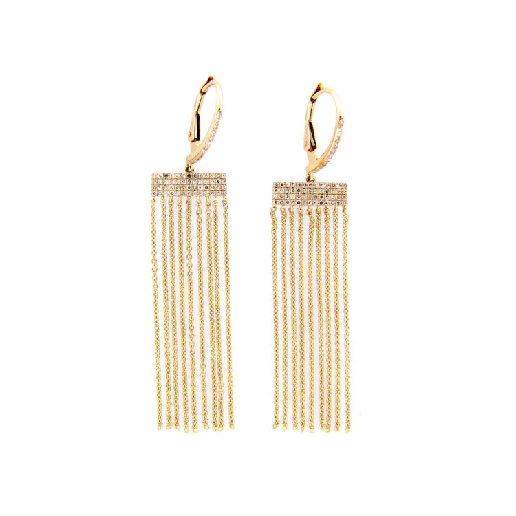 DIAMOND TASSEL CURTAIN EARRING, 14KY (N), D=0.32