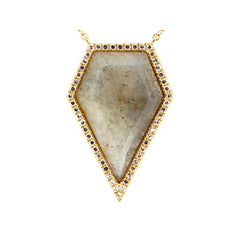 LABRADORITE & DIAMOND PENDANT NECKLACE, 18",17",16",  14KY (N), C=4.71 D=0.16