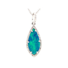 BLACK OPAL DOUBLET & DIAMOND PENDANT, 14KW (ASBL), C=1.50 D=0.10