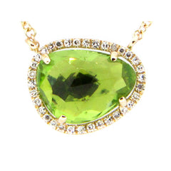 PERIDOT & DIAMOND PENDANT NECKLACE, 18"/17"/16" 14KY (N), C=2.49 D=0.08