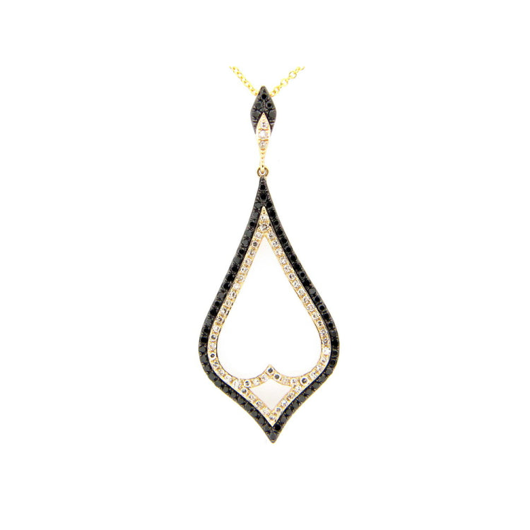 BLACK & WHITE DIAMOND PENDANT, 14KY (R), D=0.62