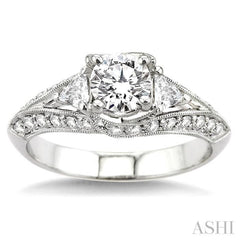 3/4 ctw Diamond Semi-Mount Engagement Ring in 14K White Gold